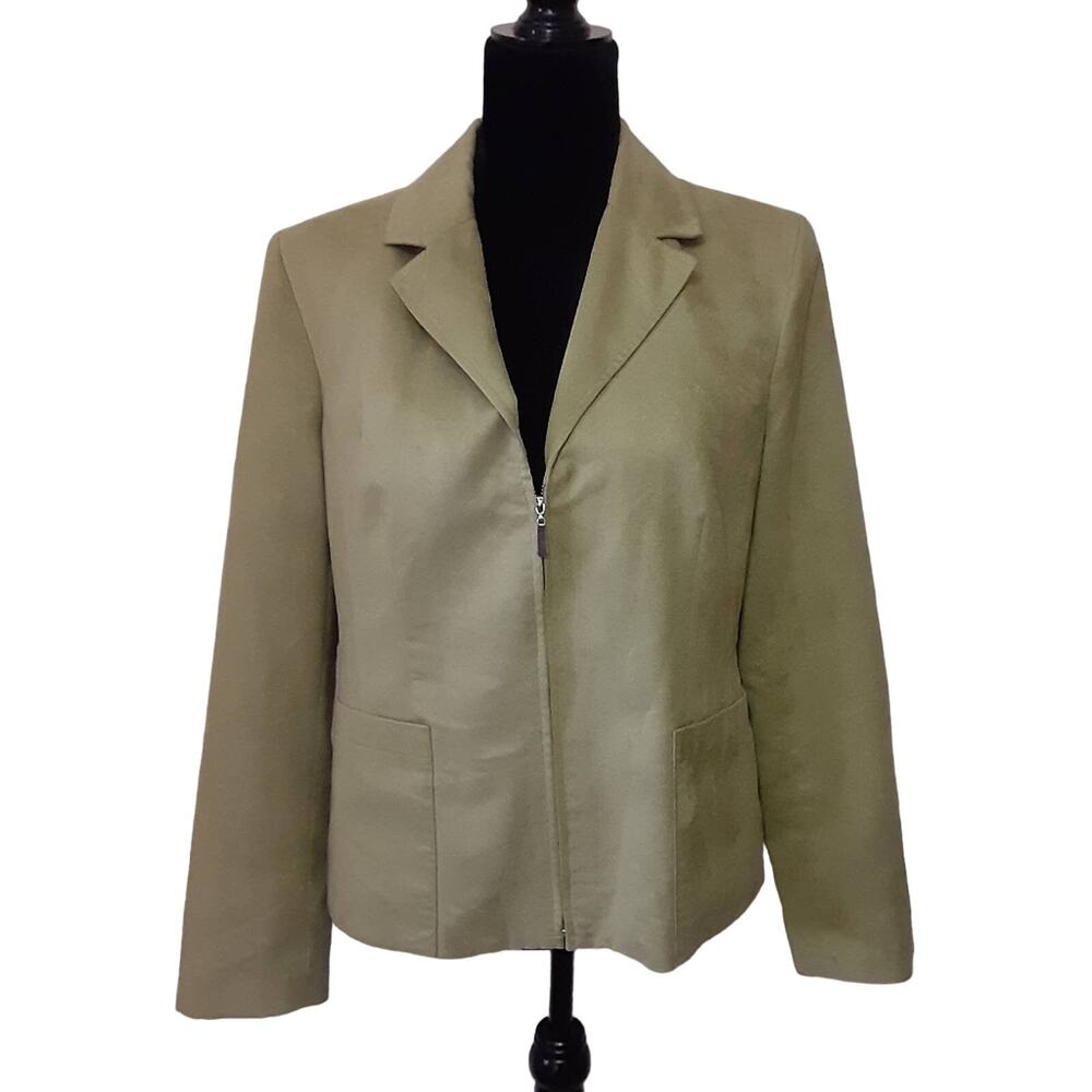 Evan Picone Womens Notch Lapel Zip Jacket Blazer Size 4